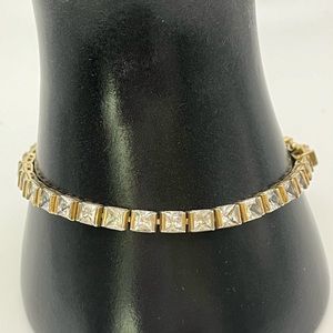 Princess cut tennis bracelet cubic zirconia YG over 925